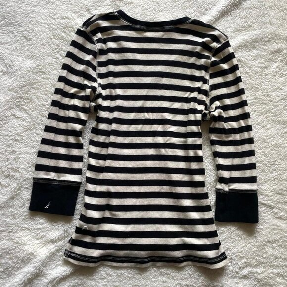 Nautica Black and White Striped 3/4 Sleeved Top - Picture 2 of 6